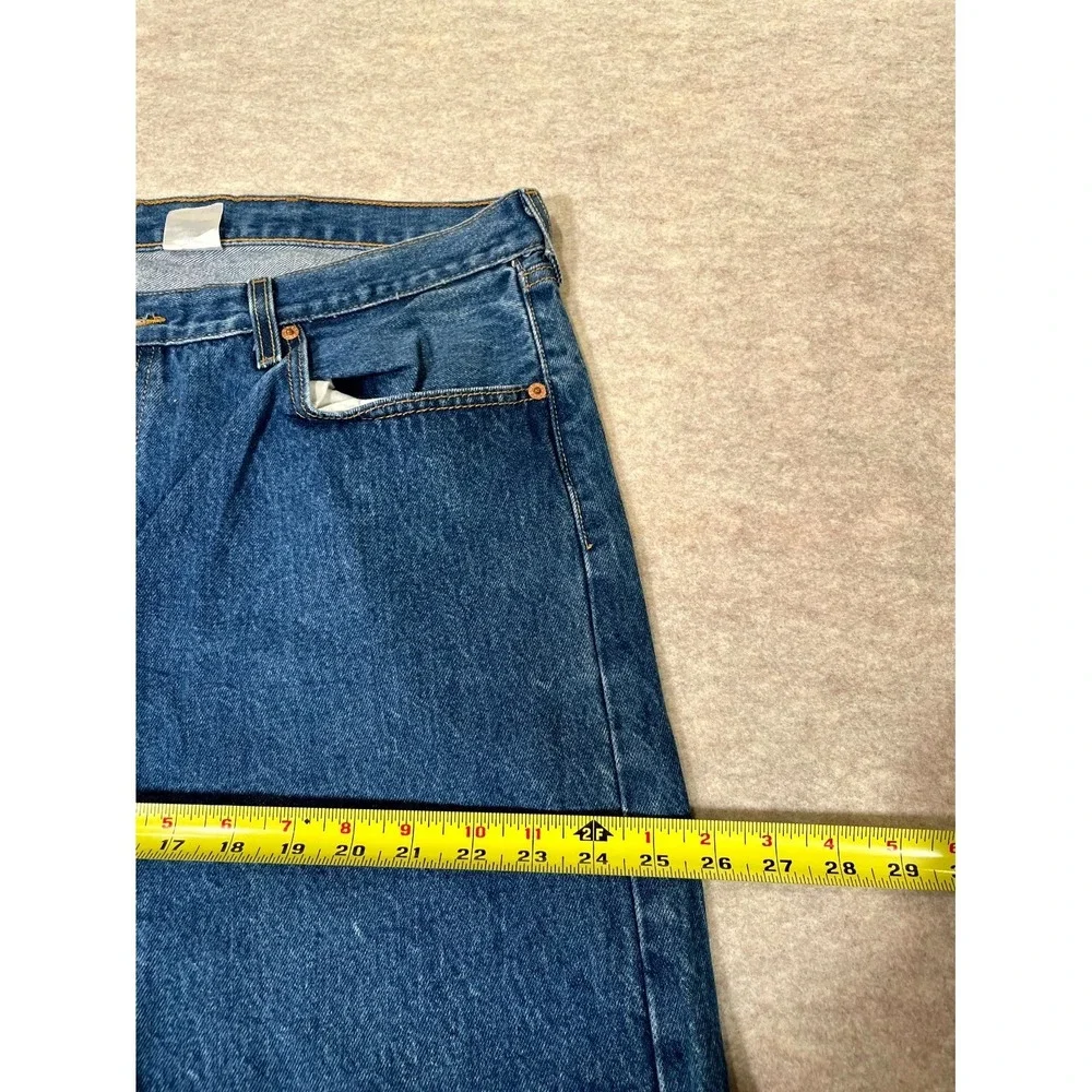 Levis 501 Original Fit Jeans Mens 42x32 Blue Denim Cotton Straight Leg High Rise
